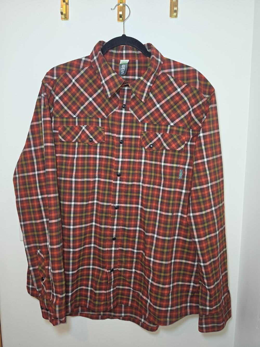 Stio Eddy Long Sleeve Shirt Men’s XL Brown Plaid Snap